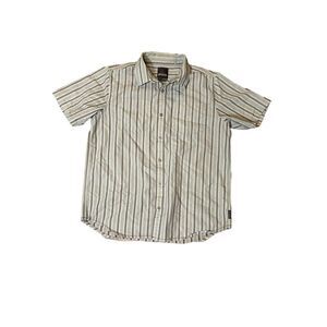 prAna Button Up Shirt Short Sleeve Pocket Multicolor‎ Striped Mens Size Medium
